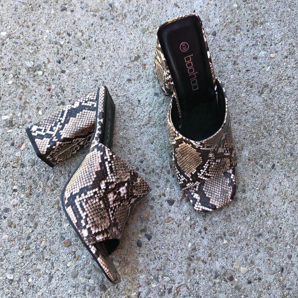 Snake Print Block Heel - image 1
